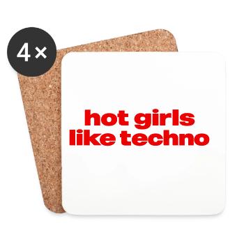 Hot Girls Like Techno – Rave & Festival Design für - Untersetzer (4er-Set) - Weiß - Vorne