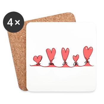loop line hearts red - Coasters (set of 4) - white - Front