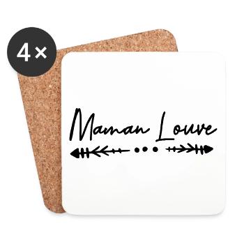 maman louve mère fille famille amour loup - Dessous de verre (lot de 4) - blanc - Devant