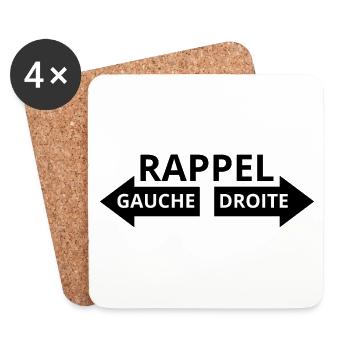 Rappel Gauche et Droite (si tu confonds) - Humour - Dessous de verre (lot de 4) - blanc - Devant