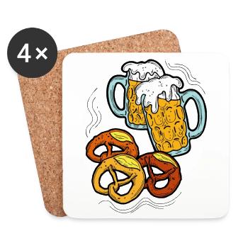 Bierparty. Bierbecher und Brezel. - Untersetzer (4er-Set) - Weiß - Vorne