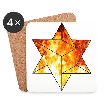 Tétraèdre étoile Merkaba de feu - Dessous de verre (lot de 4) - blanc - Devant