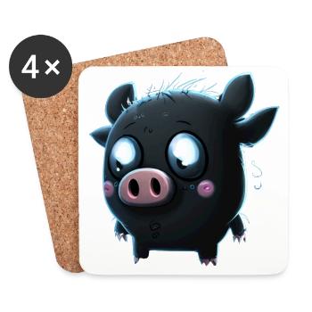pig b - Dessous de verre (lot de 4) - blanc - Devant