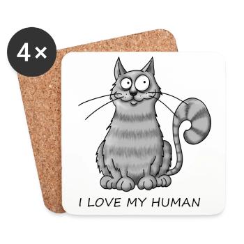 L’amour du chat - Dessous de verre (lot de 4) - blanc - Devant