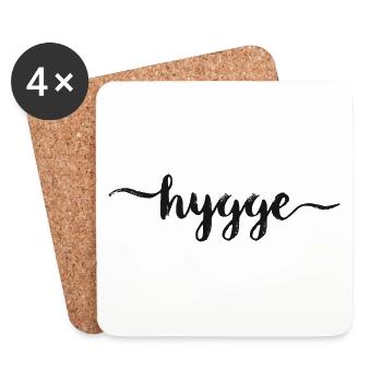 Idée de cadeau d'écriture hygge danois hyggelig - Dessous de verre (lot de 4) - blanc - Devant