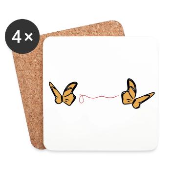 Schmetterling roter faden symbol tier - Untersetzer (4er-Set) - Weiß - Vorne