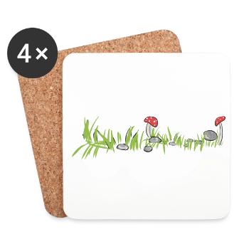 Grass Nature Mushroom Surface Soil - Coasters (set of 4) - white - Front