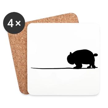 Panda Animal Symbol Line Wildlife - Coasters (set of 4) - white - Front