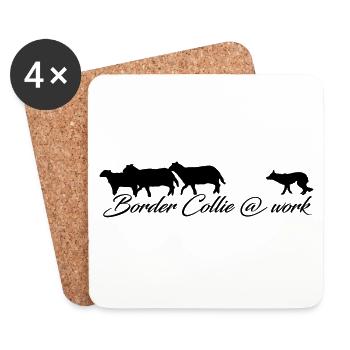 Beware of Border Collie - Coasters (set of 4) - white - Front