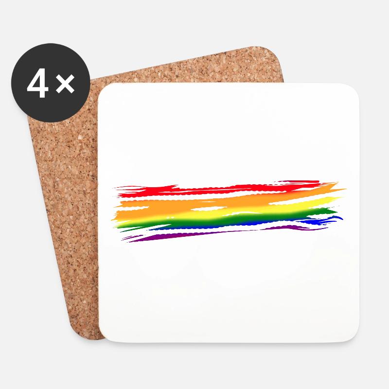 Regenbogen Freiheit Farbstrich LGBTQ Sechs Farben - Untersetzer (4er-Set) - Weiß