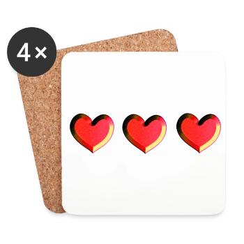 drei herzen rot glitzer - Untersetzer (4er-Set) - Weiß - Vorne