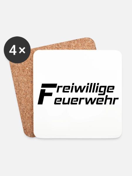 Freiwillige Feuerwehr Schwarz - Untersetzer (4er-Set) - Weiß