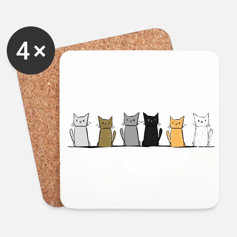 Katzen Tiere linie Tier Katze Haustier - Untersetzer (4er-Set) - Weiß