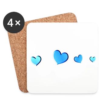 three blue hearts symbol love glitter - Coasters (set of 4) - white - Front