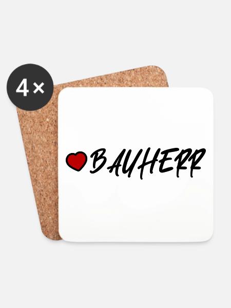 Bauherr Herz Haus Bau - Untersetzer (4er-Set) - Weiß