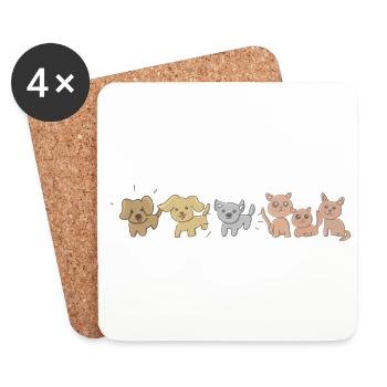 Hunde Katzen Symbol Tiere süß cartoon Haustier - Untersetzer (4er-Set) - Weiß - Vorne