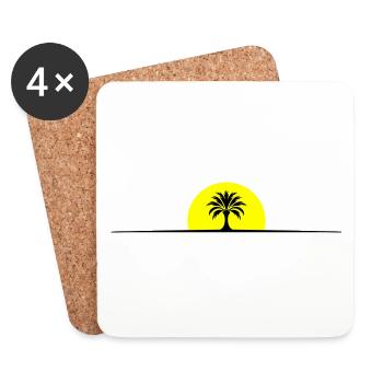 Palme Sonne Linie - Untersetzer (4er-Set) - Weiß - Vorne