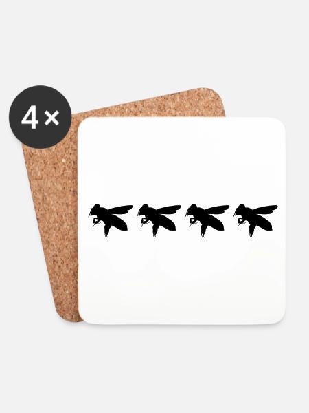 Honigbienen - Untersetzer (4er-Set) - Weiß