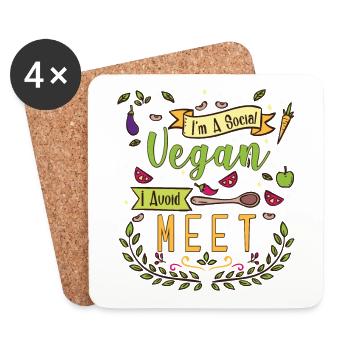Social Past Meeting Avoid Fruit Gift - Coasters (set of 4) - white - Front