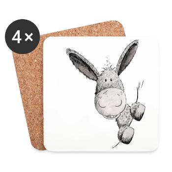 Happy donkey I donkey I animal motif - Coasters (set of 4) - white - Front