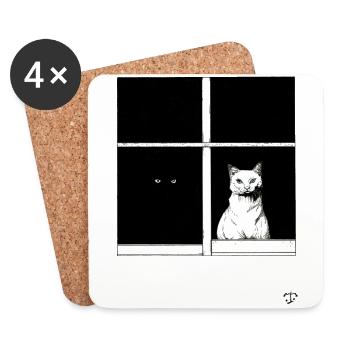 Black Cat, White Cat - Dessous de verre (lot de 4) - blanc - Devant