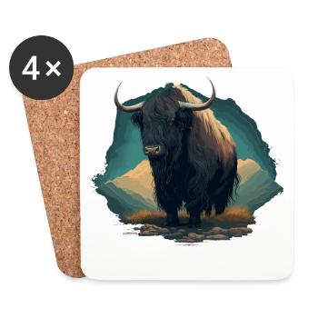 Yak Lover Illustration - Coasters (set of 4) - white - Front