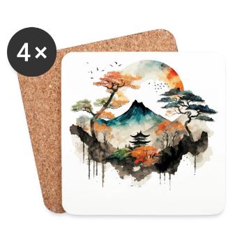Asian Mountain - Coasters (set of 4) - white - Front