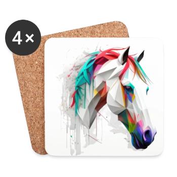 Art de la tête de cheval - Dessous de verre (lot de 4) - blanc - Devant