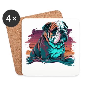 Bulldog Jour malheureux - Dessous de verre (lot de 4) - blanc - Devant