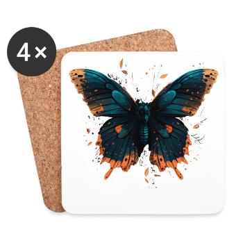 Image de papillon - Dessous de verre (lot de 4) - blanc - Devant