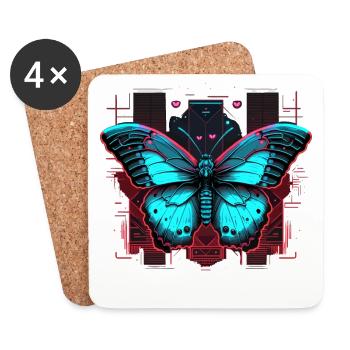 Monarch Vaporwave Schmetterling - Untersetzer (4er-Set) - Weiß - Vorne
