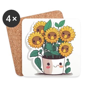 Symphonie de tournesol - Dessous de verre (lot de 4) - blanc - Devant