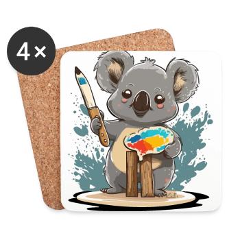 Künstlerischer Koala - Untersetzer (4er-Set) - Weiß - Vorne