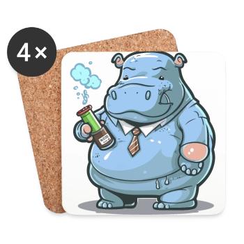 Vaping Hippo - Coasters (set of 4) - white - Front