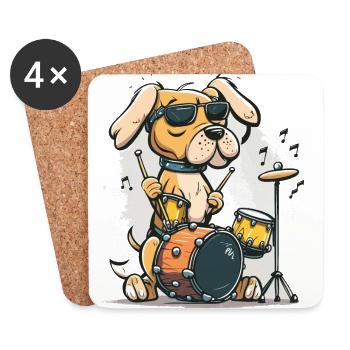 Rhythmischer Hund - Untersetzer (4er-Set) - Weiß - Vorne