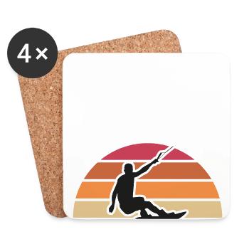 vintage retro Wakeboarder Silhouette Motiv - Untersetzer (4er-Set) - Weiß - Vorne