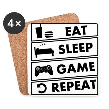 eat sleep game repeat - Dessous de verre (lot de 4) - blanc - Devant