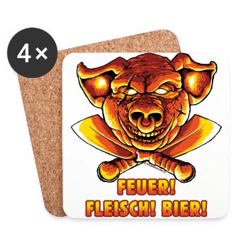 Feuer Fleisch Bier! - Untersetzer (4er-Set) - Weiß - Vorne