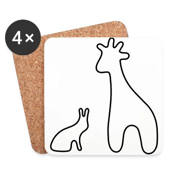 giraffe hare best friends - Coasters (set of 4) - white - Front