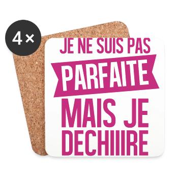 je ne suis pas parfaite mais je déchire - Dessous de verre (lot de 4) - blanc - Devant