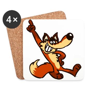 Cartoon Fox Strut by Cheerful Madness!! - Coasters (set of 4) - white - Front
