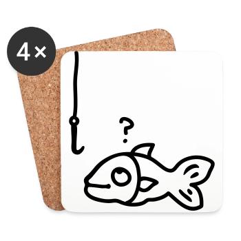Fish fish hook - line - Coasters (set of 4) - white - Front