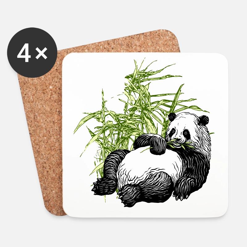 Panda_TS - Untersetzer (4er-Set) - Weiß