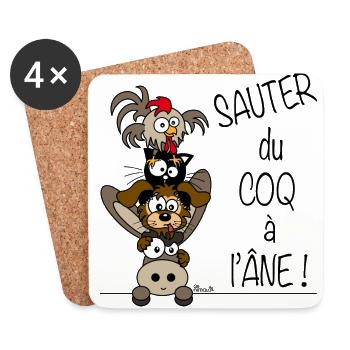 Sauter du Coq à l'Âne - Dessous de verre (lot de 4) - blanc - Devant