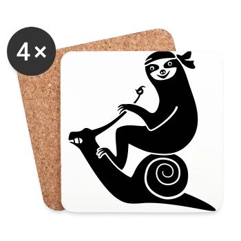 Easy Rider Sloth - Untersetzer (4er-Set) - Weiß - Vorne