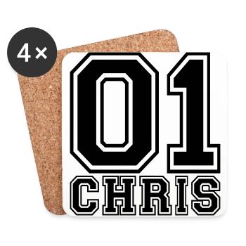 Chris - Name - Coasters (set of 4) - white - Front