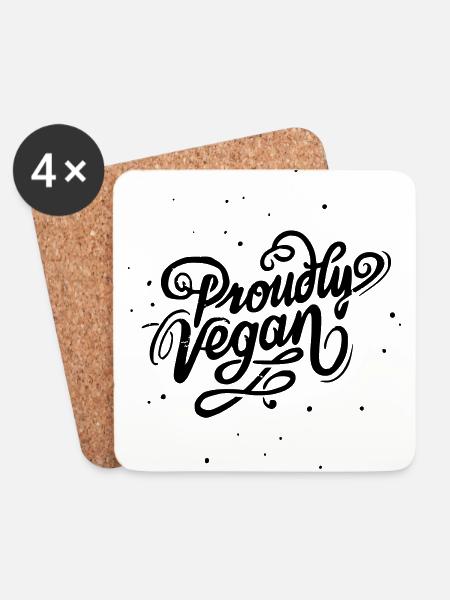 Proudly Vegan Vintage White - Untersetzer (4er-Set) - Weiß
