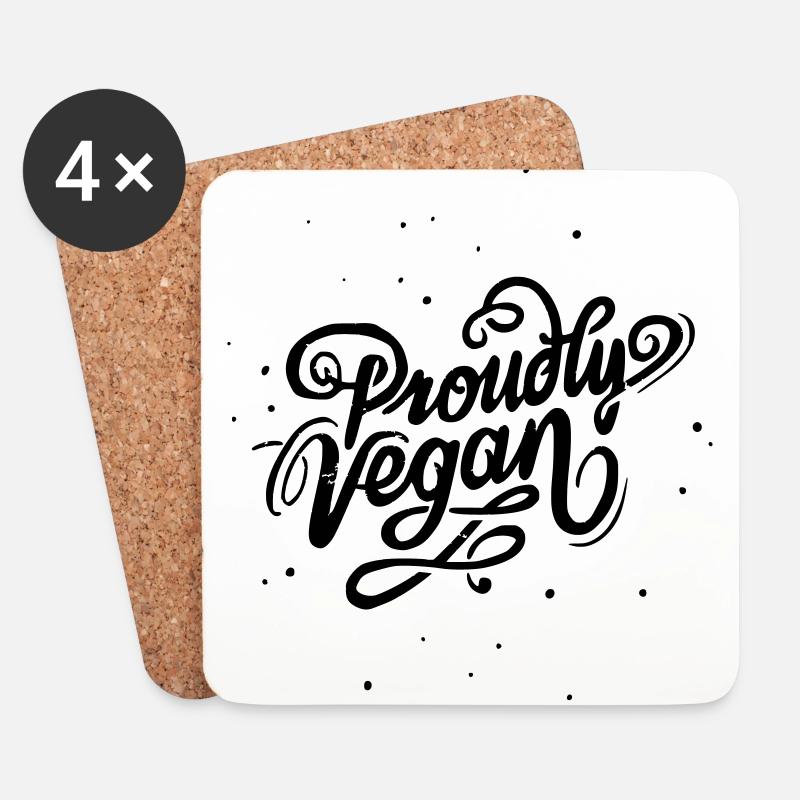 Proudly Vegan Vintage White - Untersetzer (4er-Set) - Weiß