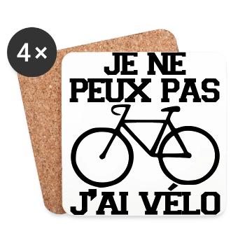 je ne peux pas j'ai vélo citations,cycliste - Dessous de verre (lot de 4) - blanc - Devant