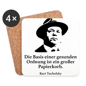 Tucholsky: Die Basis einer gesunden Ordnung ist e - Untersetzer (4er-Set) - Weiß - Vorne